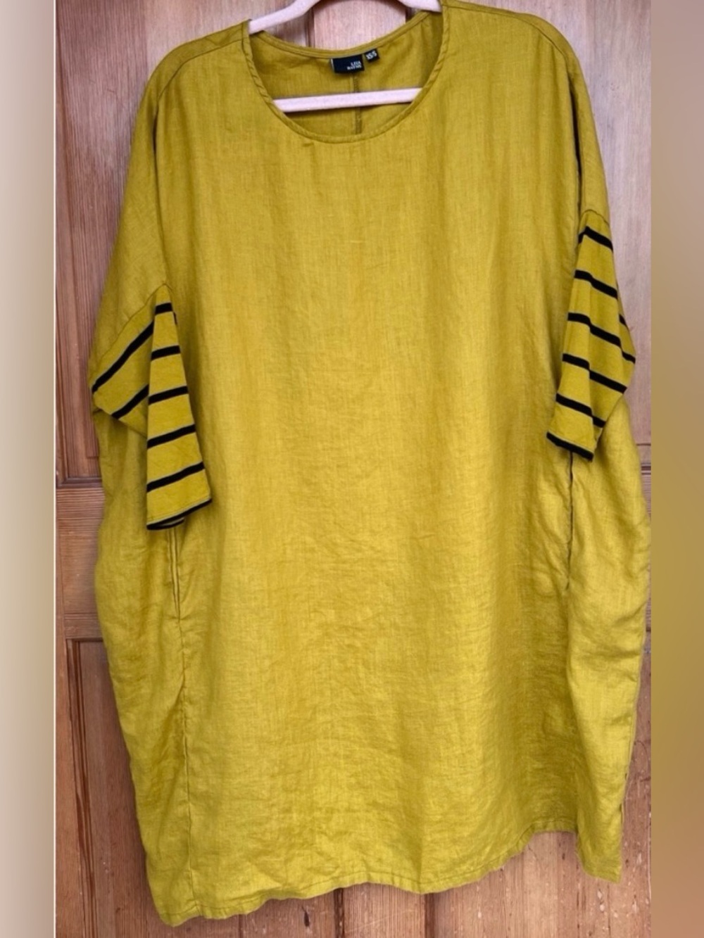 Lisa Bayne Linen Loose Fit Striped Sleeve Tunic Top XS/S